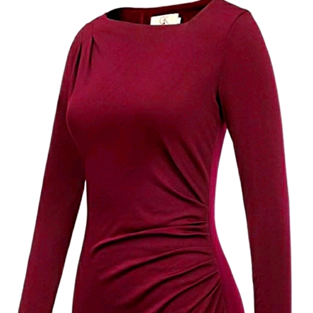 WINE bodycon ruched dress